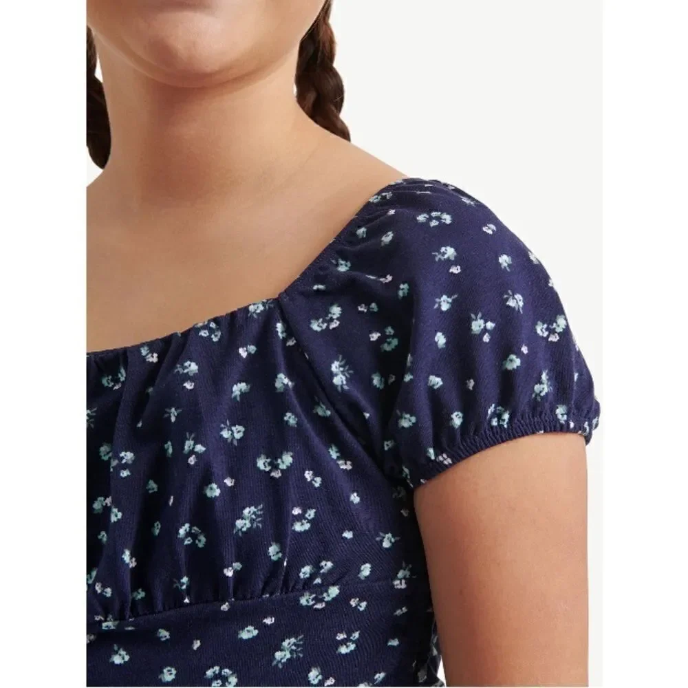Justice Girls Puff Short Sleeve Cinched Top Shirt, Size XL (16/18)